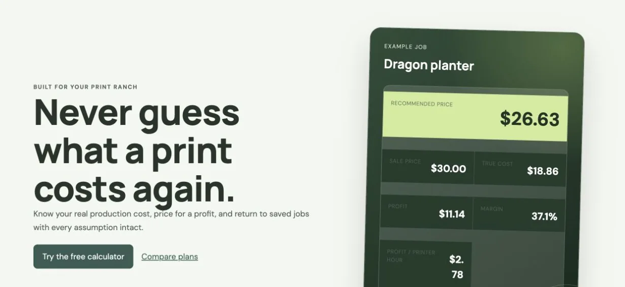 Public Print Ranch Manager homepage with its illustrative example job